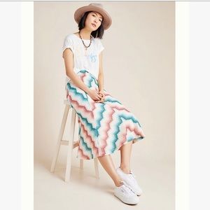 Anthropologie Multicolor Zigzag Midi Skirt
